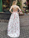 A Line V Neck Spaghetti Straps Floral Long Prom Dresses,Junior Graduation Dress INJ35