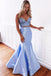 Two Pieces Mermaid Spaghetti Straps Prom Dress, Lace Up Back Evening Dresses INJ51