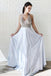 A Line Halter Chiffon Prom Dresses, Beading Long Evening Party Dress INJ42