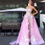 New A-Line Sweetheart Sweep Train Pink Tulle Prom Dress with Lace Appliques IN901