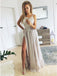 A-Line V-Neck Floor-Length Chiffon Prom Dress with Appliques INL37