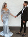 Mermaid V-Neck Short Sleeve Appliques Long Grey Prom Dress INH33