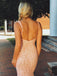 Mermaid V-neck Sleeveless Pink Lace Backless Prom Dresses With Straps ING96