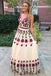 A-Line V-Neck Tulle Prom Dress with Floral Appliques INL70