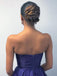 A-Line Sweetheart Ankle-Length Ombre Purple Satin Prom Dress with Pleats INL90