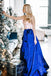 Two Piece Spaghetti Straps Floor-Length Royal Blue Prom Dress with Lace Bodice INL92