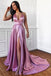 A-Line Spaghetti Straps Sweep Train Prom Dress with Split INN17