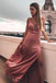 Sheath Spaghetti Straps Floor-Length Blush Prom Dress with Split INN23
