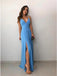 A-Line Spaghetti Straps Floor-Length Sky Blue Prom Dress with Split INN30