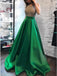 A-Line Halter Backless Sweep Train Royal Blue Prom Dress with Beading Pockets INN33