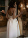 Spaghetti Straps White Prom Dress with Pockets Tea-Length Party Dress INL72