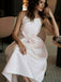 Spaghetti Straps White Prom Dress with Pockets Tea-Length Party Dress INL72