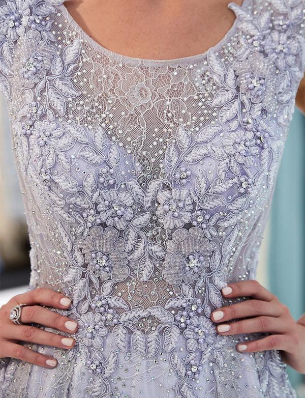Elegant A Line Scoop Sleeveless Lavender Long Lace Prom Dress with Appliques INF16