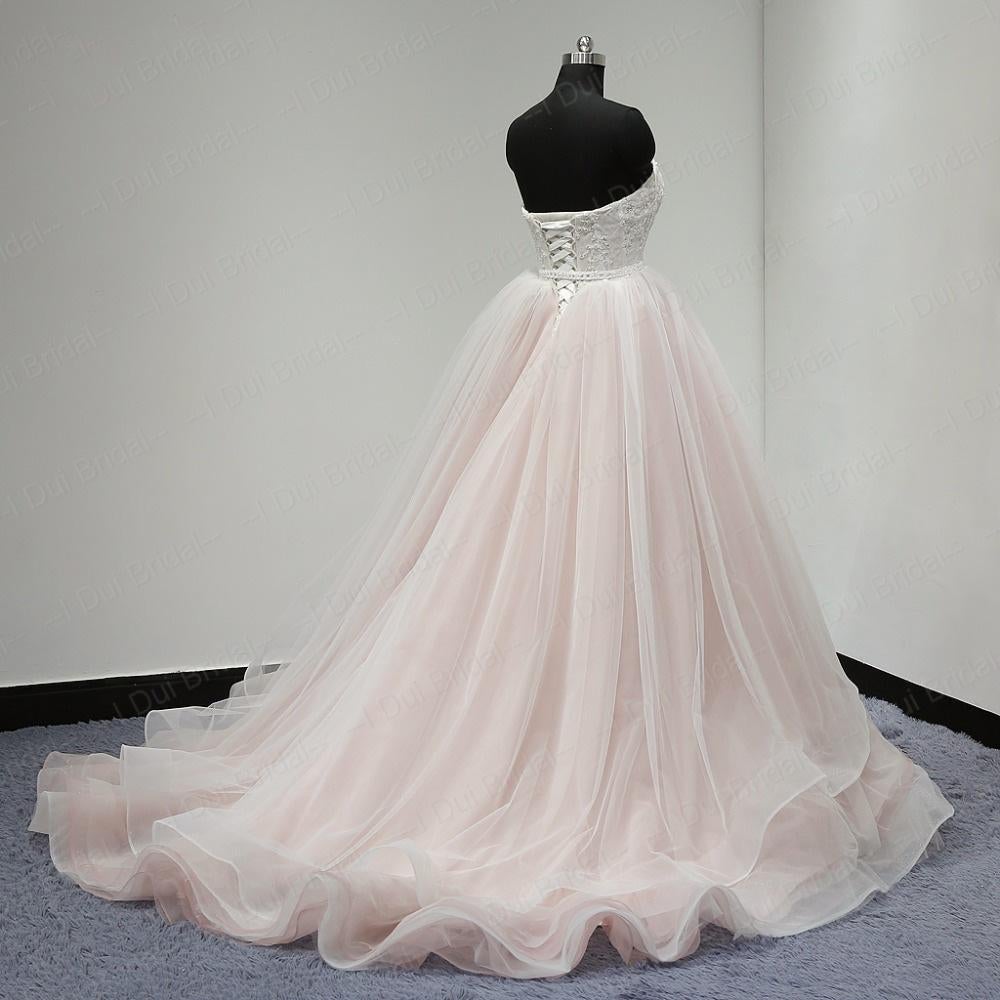Sweetheart Lace Up Back Charming Affordable Long Pearl Pink Prom Dresses Ball Gown IN624