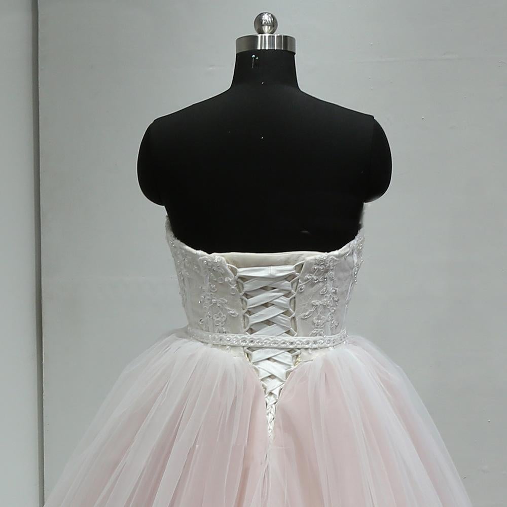 Sweetheart Lace Up Back Charming Affordable Long Pearl Pink Prom Dresses Ball Gown IN624