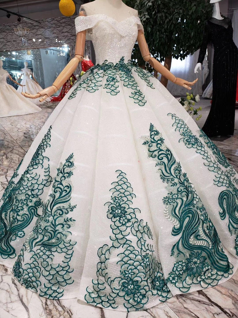 Off the Shoulder Prom Dresses,Ball Gown Wedding Dress, Quinceanera Dresses INK7