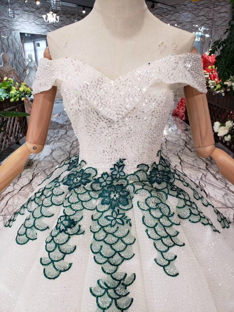 Off the Shoulder Prom Dresses,Ball Gown Wedding Dress, Quinceanera Dresses INK7