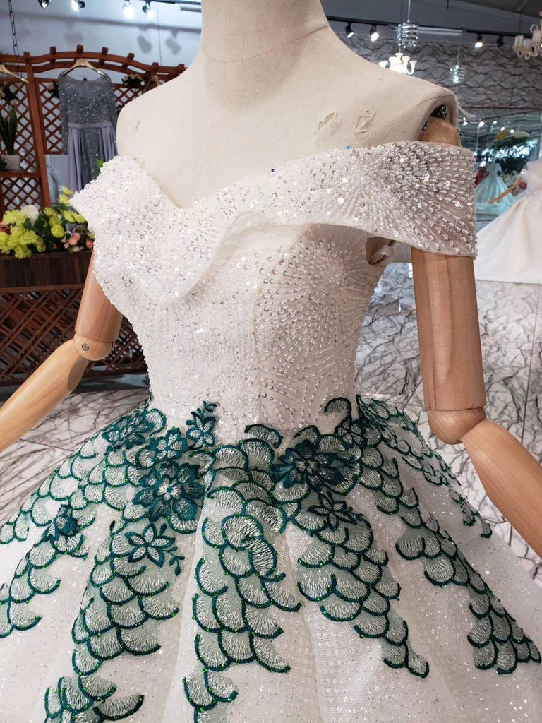 Off the Shoulder Prom Dresses,Ball Gown Wedding Dress, Quinceanera Dresses INK7