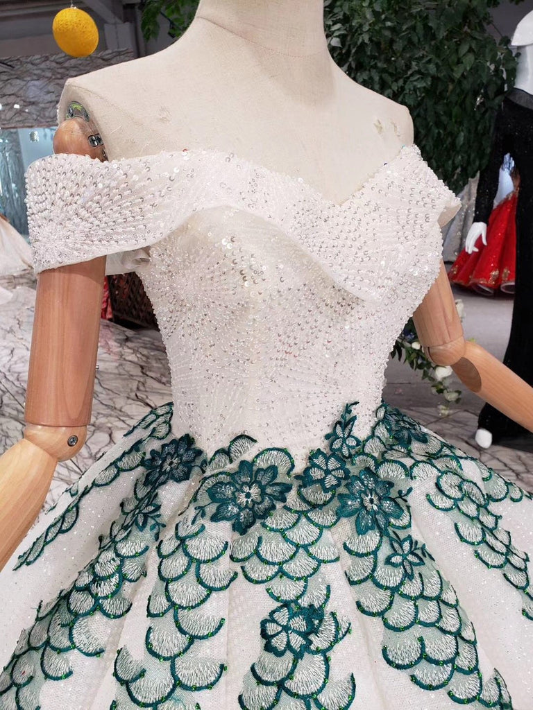 Off the Shoulder Prom Dresses,Ball Gown Wedding Dress, Quinceanera Dresses INK7
