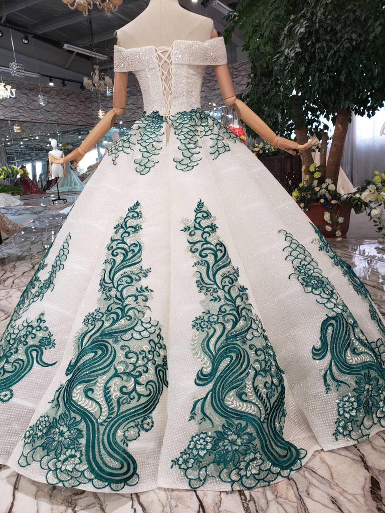 Off the Shoulder Prom Dresses,Ball Gown Wedding Dress, Quinceanera Dresses INK7