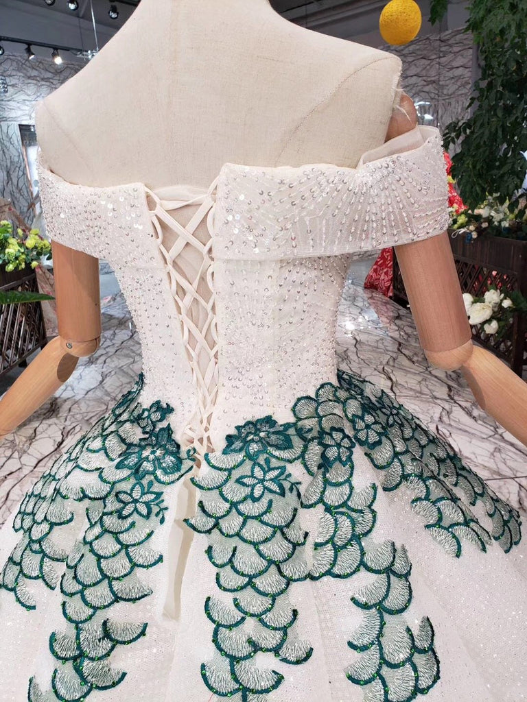 Off the Shoulder Prom Dresses,Ball Gown Wedding Dress, Quinceanera Dresses INK7