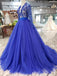 Royal Blue Tulle Long Sleeves Prom Dresses, Quinceanera Dresses INK8