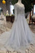 Long Sleeves V Neck Tulle A Line Sequins Prom Dresses INK10