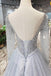 Long Sleeves V Neck Tulle A Line Sequins Prom Dresses INK10