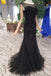 New Arrival Sequins Bodice Prom Dresses Tulle Mermaid Sweep Train INK11