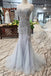 New Arrival Sequins Bodice Prom Dresses Tulle Mermaid Sweep Train INK11