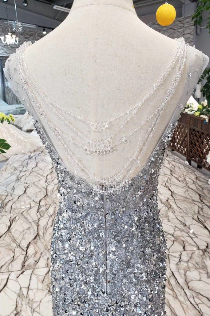 New Arrival Sequins Bodice Prom Dresses Tulle Mermaid Sweep Train INK11
