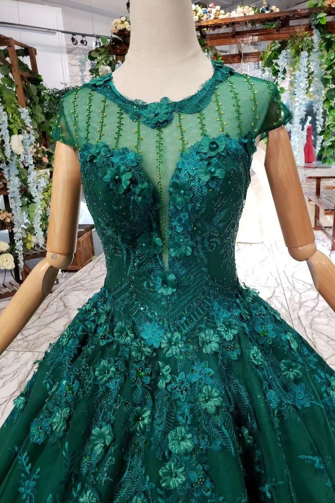 New Arrival Prom Dresses Court Train Scoop Cap Sleeves Lace Up Back INK13