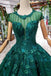 New Arrival Prom Dresses Court Train Scoop Cap Sleeves Lace Up Back INK13