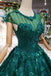 New Arrival Prom Dresses Court Train Scoop Cap Sleeves Lace Up Back INK13