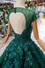 New Arrival Prom Dresses Court Train Scoop Cap Sleeves Lace Up Back INK13