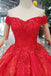 Red Quinceanera Dresses Off The Shoulder Lace Up Back Appliques Beads INK14