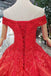 Red Quinceanera Dresses Off The Shoulder Lace Up Back Appliques Beads INK14