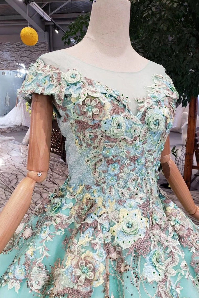 New Prom Dresses Ball Gown Quinceanera Dresses With Applique Beads INK15