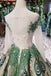 Elegant Scoop Long Sleeves Lace Up Back Sweep Train Prom Dresses INL22