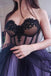 New Arrival Sweetheart Long Tulle Sleeveless Lilac Black Prom Dress with Appliques INH42