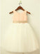 A-Line Round Neck White Flower Girl Dress with Lace Sequins Sash INP22