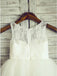 A-Line Round Neck White Tulle Flower Girl Dress with Lace INP25