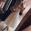 A Line Spaghetti Straps Tea Length Pearl Pink Prom Wedding Dress With Stars INK73