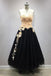 A Line Tulle Lace Appliqued Long Black Prom Dress INO52