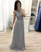 A Line Chiffon Long Prom Dresses, Cheap Sleeveless Evening Dress INJ18