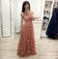 One Shoulder A Line Tulle Floor Length Prom Dresses Cheap Long Evening Dress INJ23