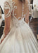 Attractive Satin Sheer Jewel Neckline Long Sleeves Wedding Dresses With Lace Appliques IN869