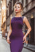 Satin Purple Mermaid Prom Dresses With Beading,Long Formal Evening Dress IN788