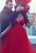 Charming A-Line Off-the-Shoulder Court Train Red Tulle Prom Dress IN915