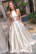 Fashion Boat Neck V Back Floral Embroidery Long Prom Dress with Pockets INK79